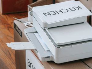 Multiple packed boxes prepared for house clearance collection